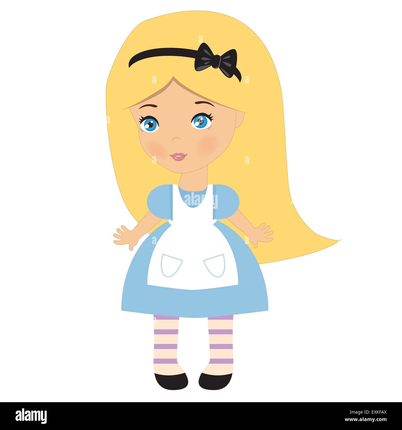 Alice im Wunderland, Mädchen, blond, nett, lustig, Vektor, Cartoon, Illustration, isoliert Stock Vektor