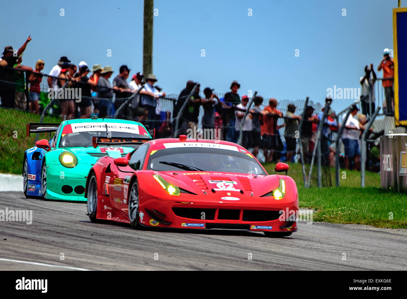 Bowmanville, CAN., 12. Juli 2015 - beim Mobil 1 SportsCar Grand Prix im Canadian Tire Motorsport Park - Mosport in Bowmanville, Kanada am 12. Juli 2015. Stockfoto