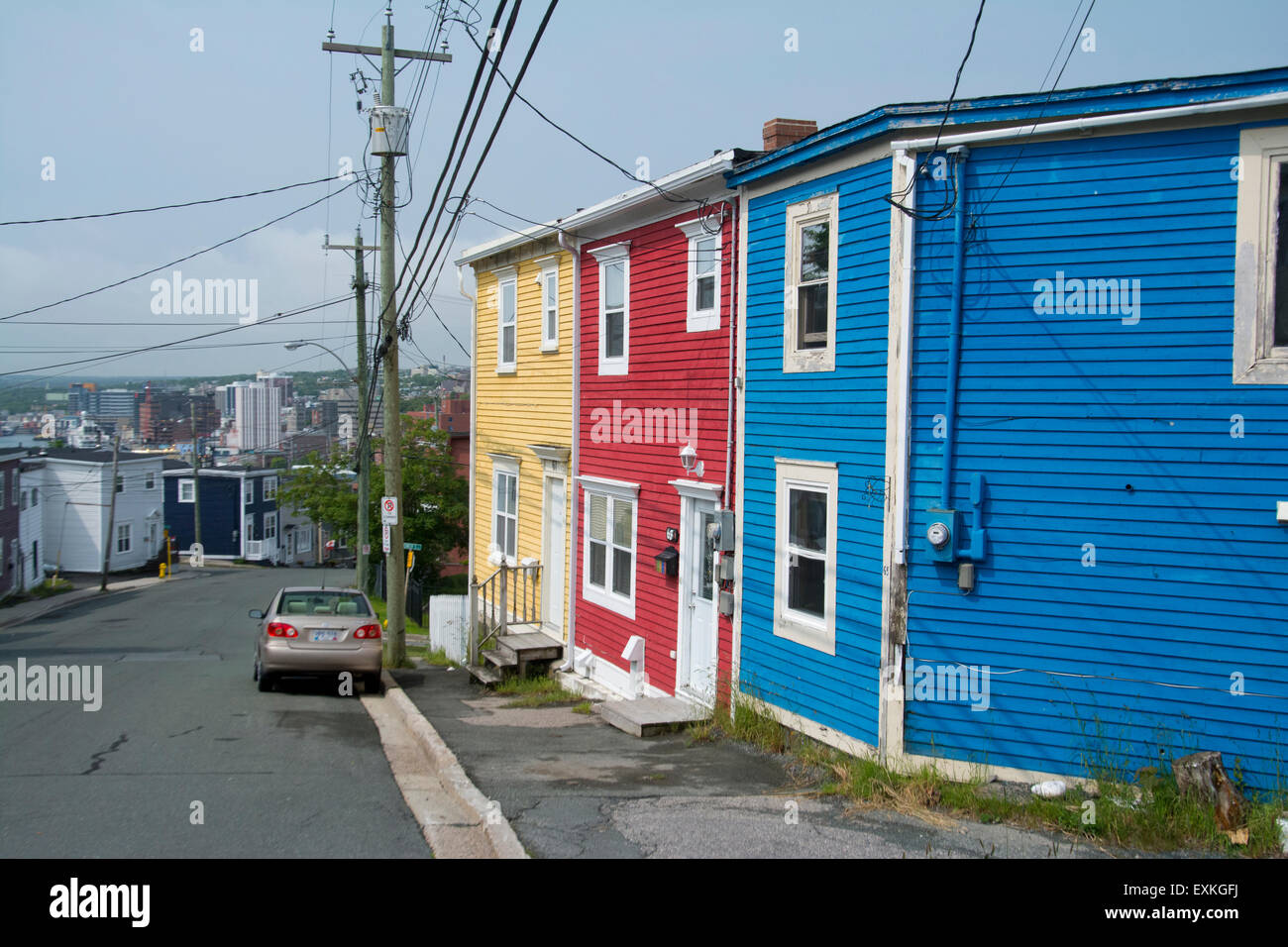 Bunte Häuser in St. John's, Neufundland. Stockfoto