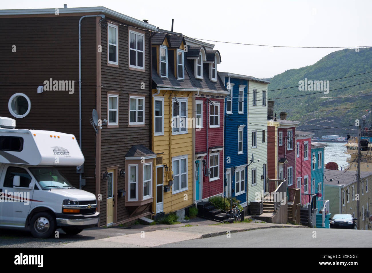 Bunte Häuser in St. John's, Neufundland. Stockfoto