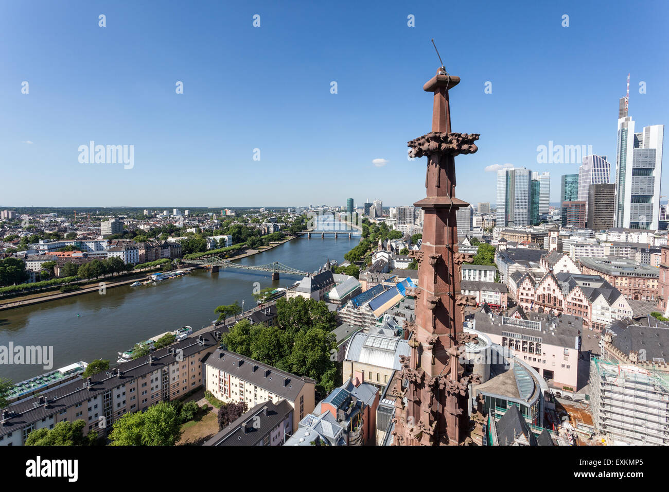 Erhöhte Ansicht der Innenstadt in Frankfurt Main City, Hessen, Deutschland Stockfoto