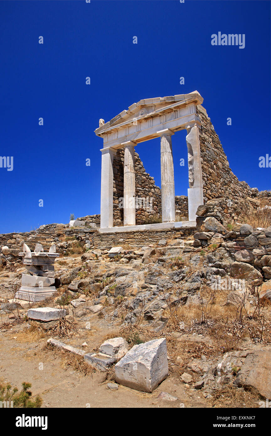 Tempel der Isis (Tempel der ägyptischen Götter) in die archäologische Stätte von der "Heilige" Insel Delos, Kykladen, Griechenland. Stockfoto