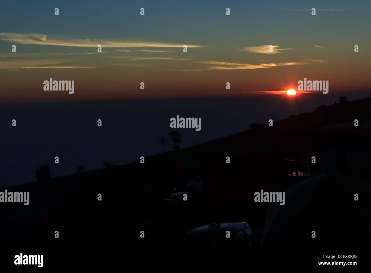 Morgen in Bergen mit Sonnenaufgang Stockfoto