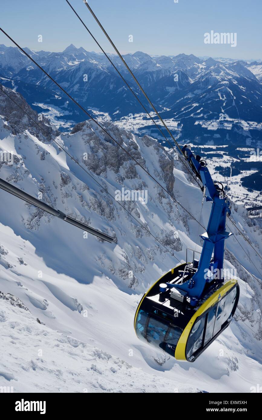 Panorama Gondala, The Dachstein Gletscher - UNESCO Weltnaturerbe, Steiermark, Österreich, Alpen, Skifahren Stockfoto