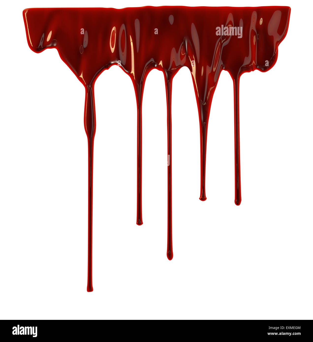 Blut tropfte auf weißem Hintergrund Stockfoto