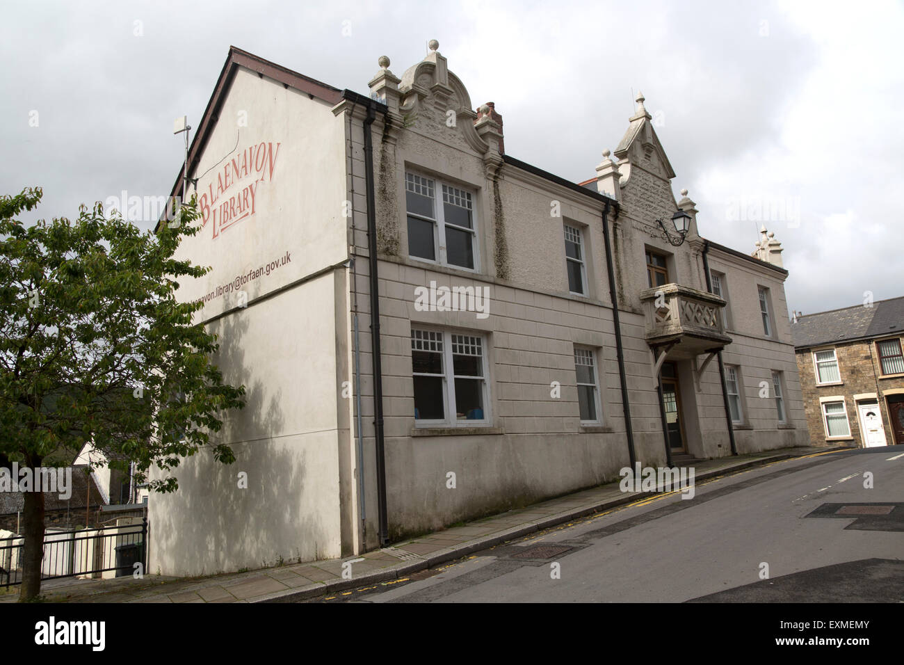 Öffentliche Bibliothek in Blaenavon Weltkulturerbe Stadt Torfaen, Monmouthshire, South Wales, UK Stockfoto