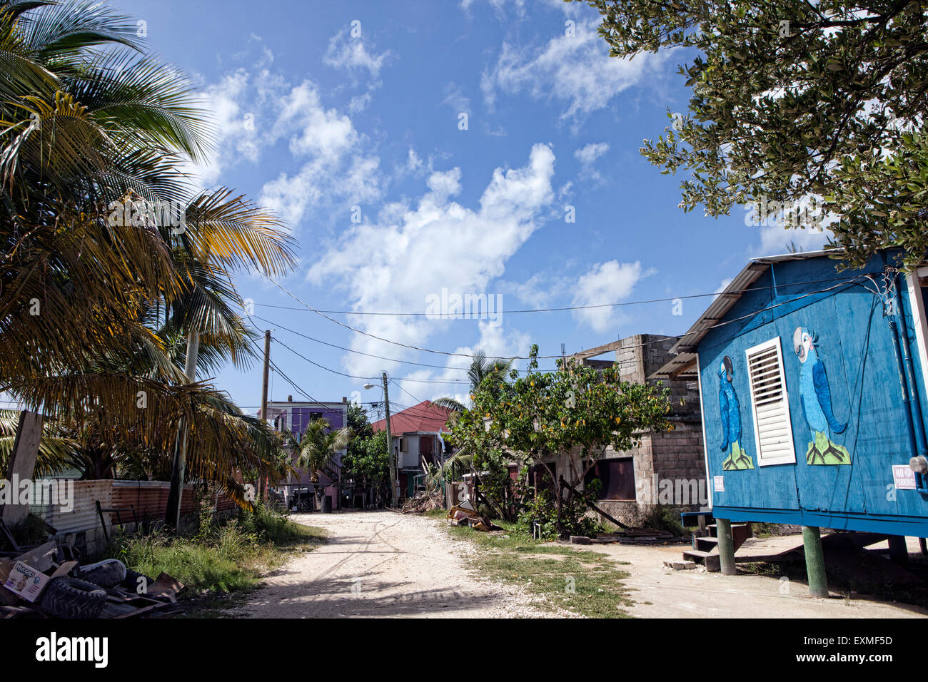 Down Town San Pedro, Ambergris Caye, Belize, Mittelamerika. Stockfoto
