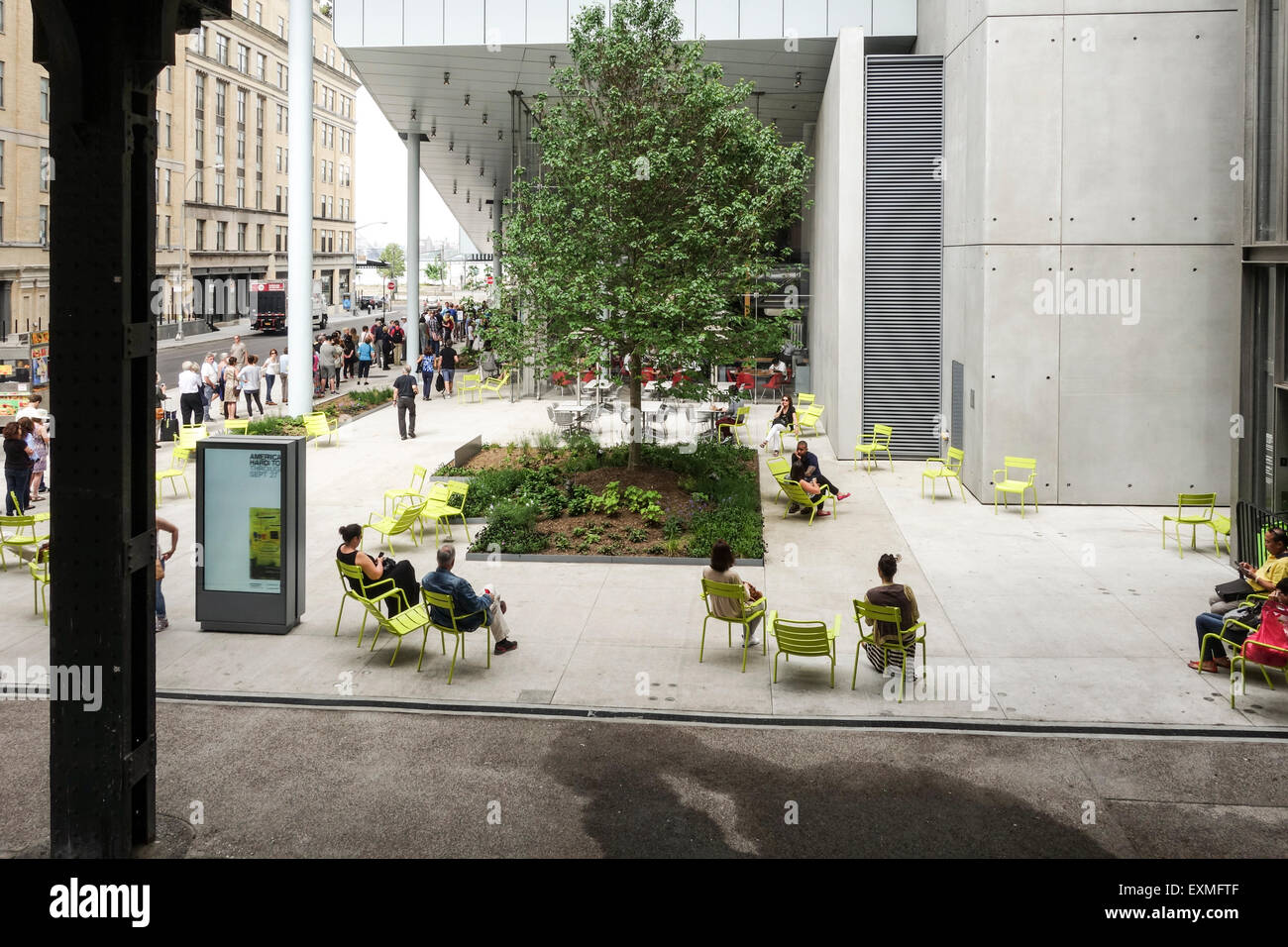 Eingang des The Whitney Museum of American Art, New York City, Manhattan, USA. Stockfoto