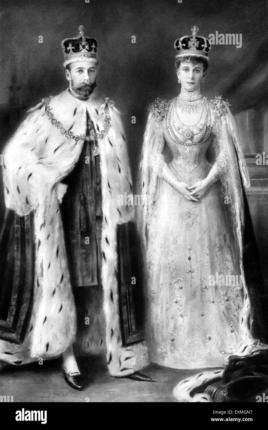 Porträt von Th.M. König George V. und Queen Mary Stockfoto