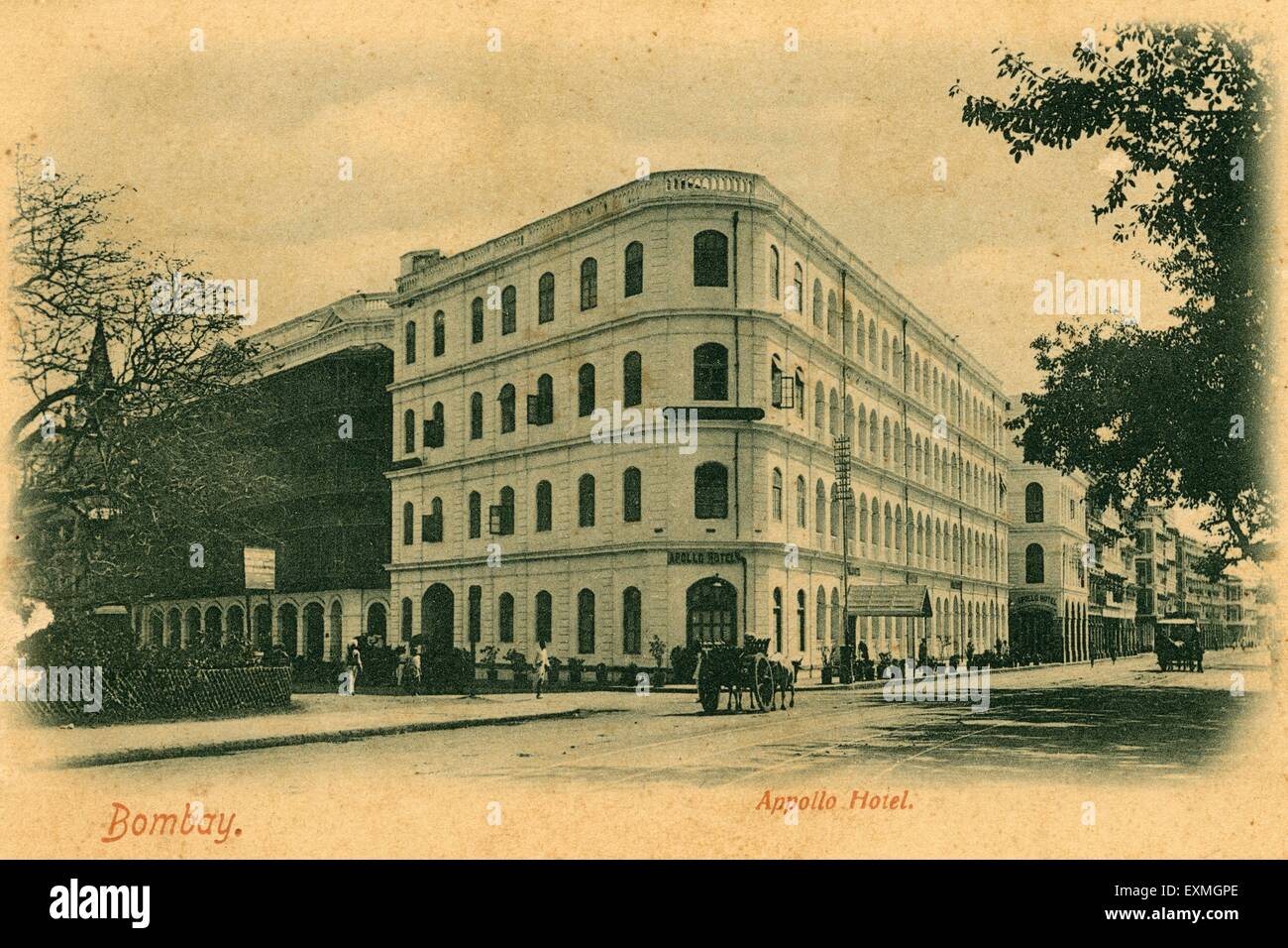 Alte vintage 1900s Apollo Hotel jetzt u-Gebäude; Colaba, Bombay, Mumbai, Maharashtra, Indien - Stockfoto