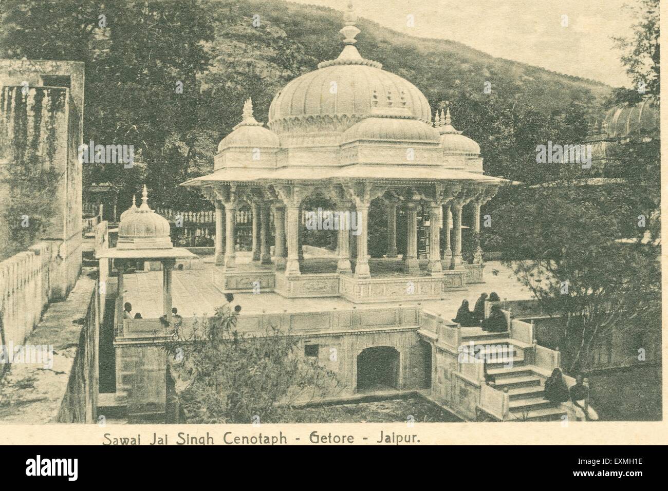 Alte Jahrgang 1900s Bild von Gaitore Ki Chhatriyan , Gatore Ki Chhatriyan , Gaitor Chhatree ; Jaipur ; Rajasthan ; Indien , asien Stockfoto