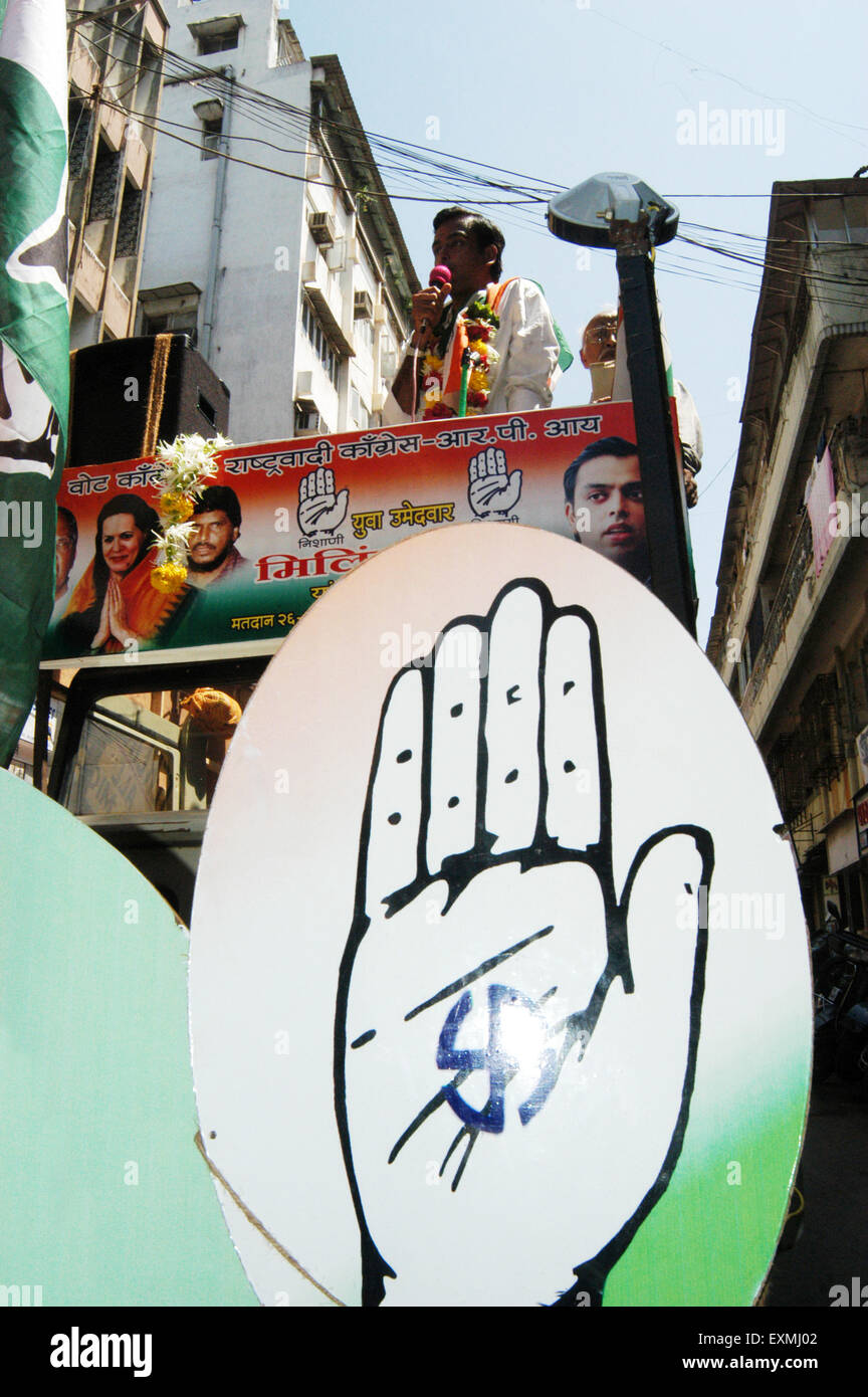 Milind Deora, indischer Politiker, Kongresskandidat, Wahlkampf, Bombay, Mumbai, Maharashtra, Indien, Asien Stockfoto
