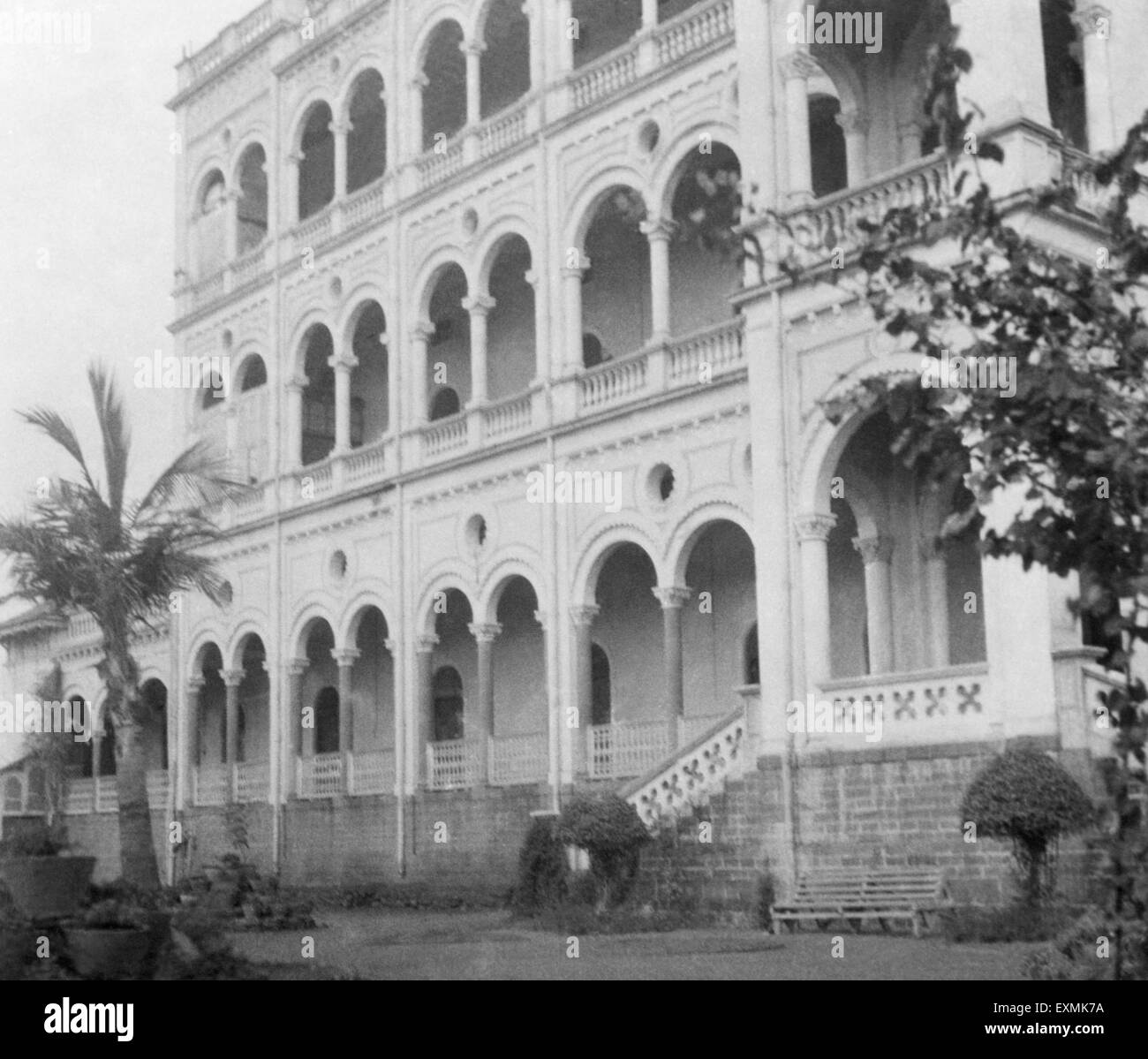 Aga Khan Palace, Poona, Pune, Maharashtra, 1944, Indien, Asien, alter Jahrgang 1900s Bild Stockfoto