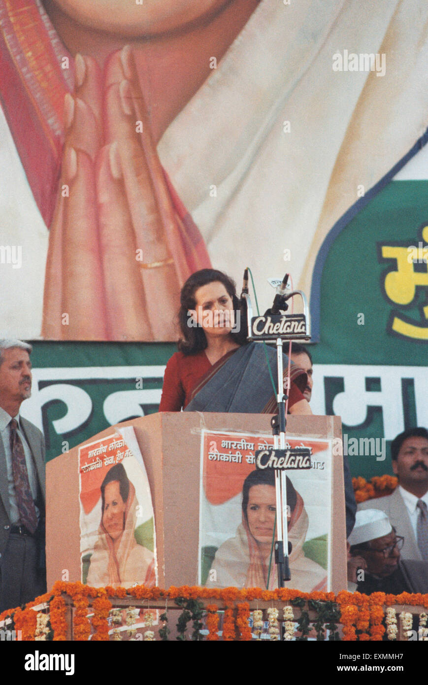 Indischer Politiker Sonia Gandhi Präsident der Indian National Congress Party Stockfoto