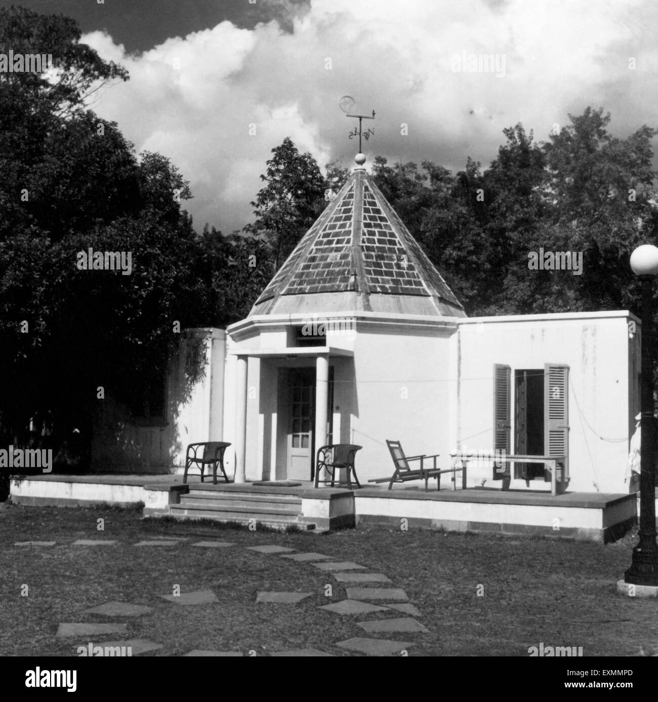 Das Gartenhaus im Birla House; Neu-Delhi; indien, 1948 Stockfoto