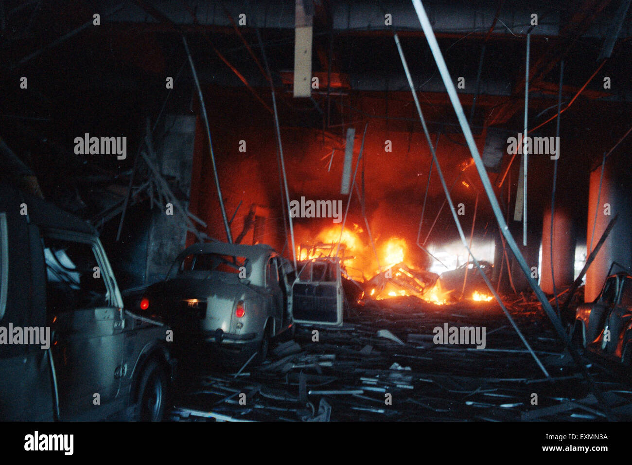 Terrorbombe Explosion Explosion Feuer Air India Gebäude Nariman Point 1993 Bombay Mumbai Maharashtra Indien Stockfoto
