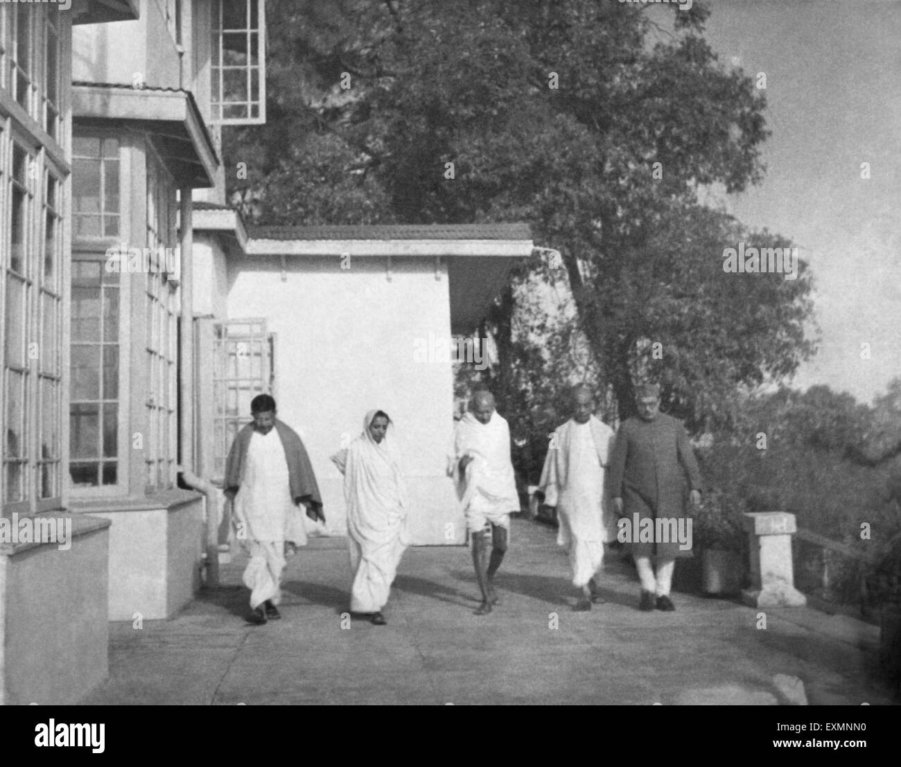 Devdas Gandhi; Manibehn Patel; Mahatma Gandhi; Sardar Vallabhbhai Patel und in Simla; 1945; Indien nicht Herr Stockfoto