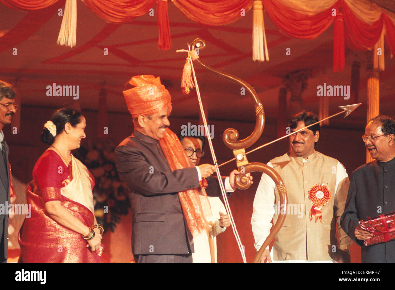 Indischer Politiker ehemaliger Chief Minister Herr Manohar Joshi Herr Gopinath Munde Shiv Sena oberste Shri Balasaheb Thackarey Stockfoto