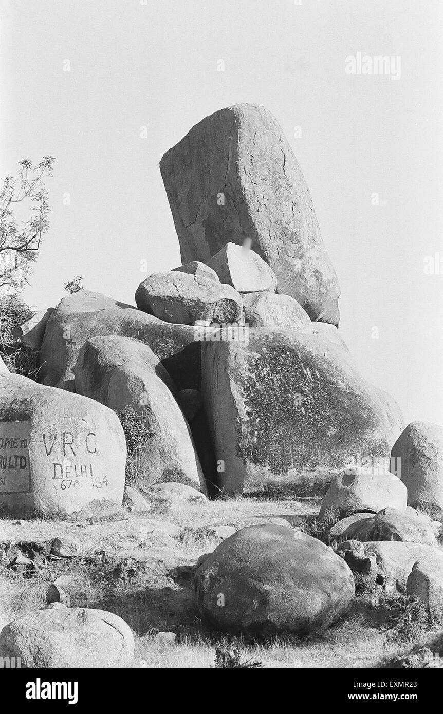 Felsformation, Deccan Plateau, Hospet, Hosapete, Vijayanagara, Karnataka, Indien, Asien Stockfoto