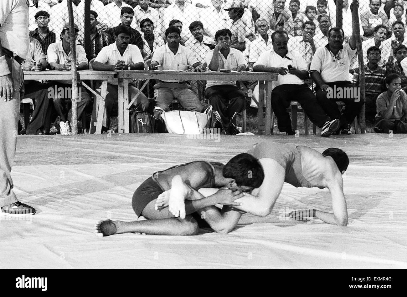 Wrestling Wettbewerb, Dussehra Festival Feier, Mysore, Mysuru, Karnataka, Indien, Asien Stockfoto