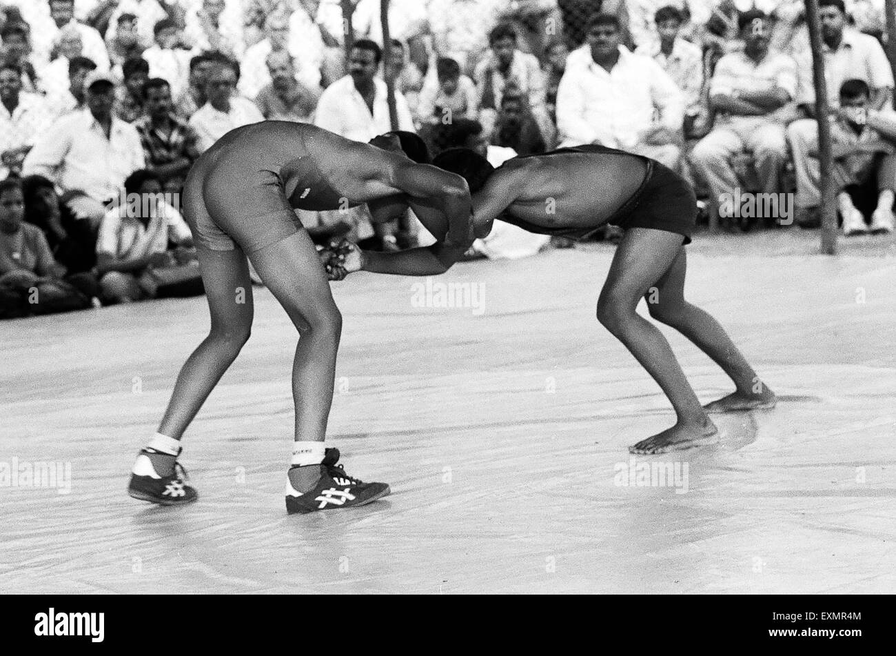 Wrestling Wettbewerb, Dussehra Festival Feier, Mysore, Mysuru, Karnataka, Indien, Asien Stockfoto