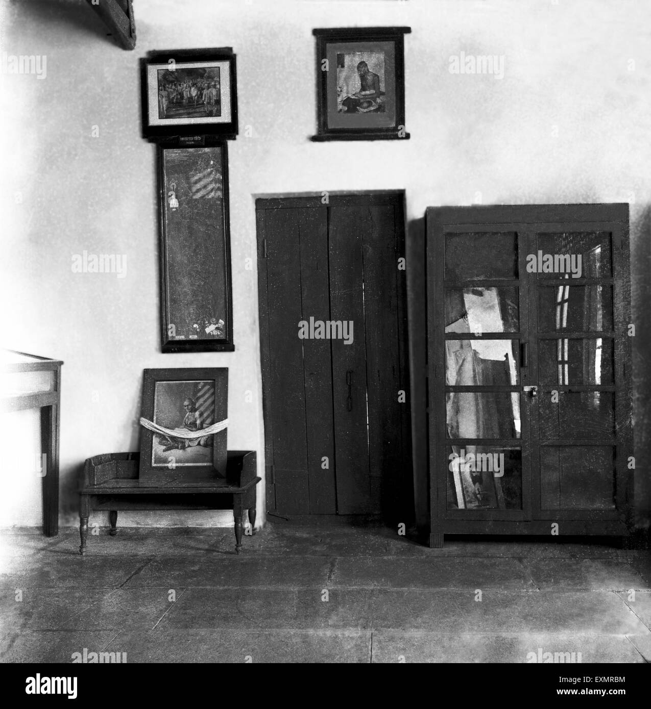 Zimmer mit Bildern von Mahatma Gandhi Stockfoto