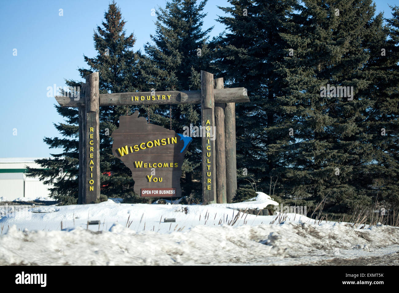 Willkommen in Wisconsin melden Sie sich an die Form des Staates. Superior-Wisconsin-WI-USA Stockfoto