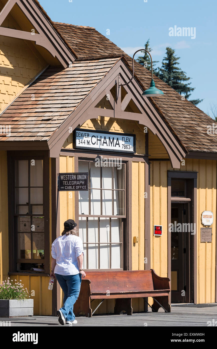 Chama Depot, Cumbres & Toltec Scenic Railroad, Chama, New Mexico. Stockfoto