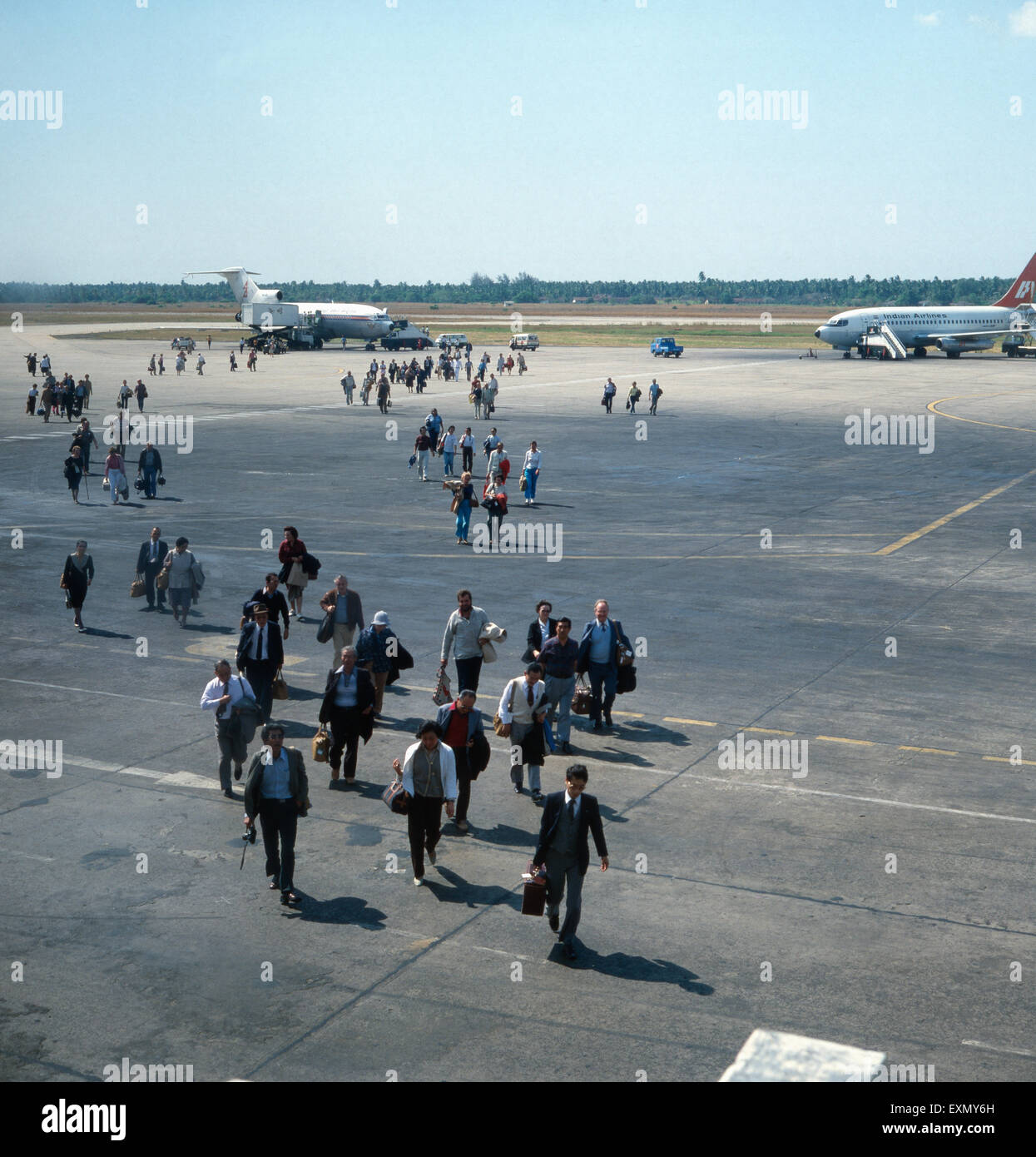 Abflug bin Tribhuvan International Airport in Kathmandu, Nepal 1970er Jahre. Abfahrt am Tribhuvan International Airport in Katmandu, Nepal der 1970er Jahre. Stockfoto
