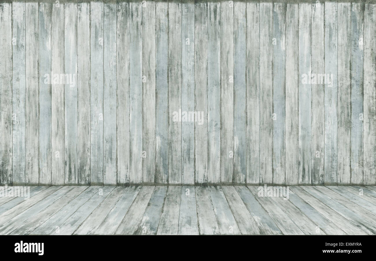 Altes Zimmer mit Holzvertäfelung Grunge - 3D Rendering Stockfoto