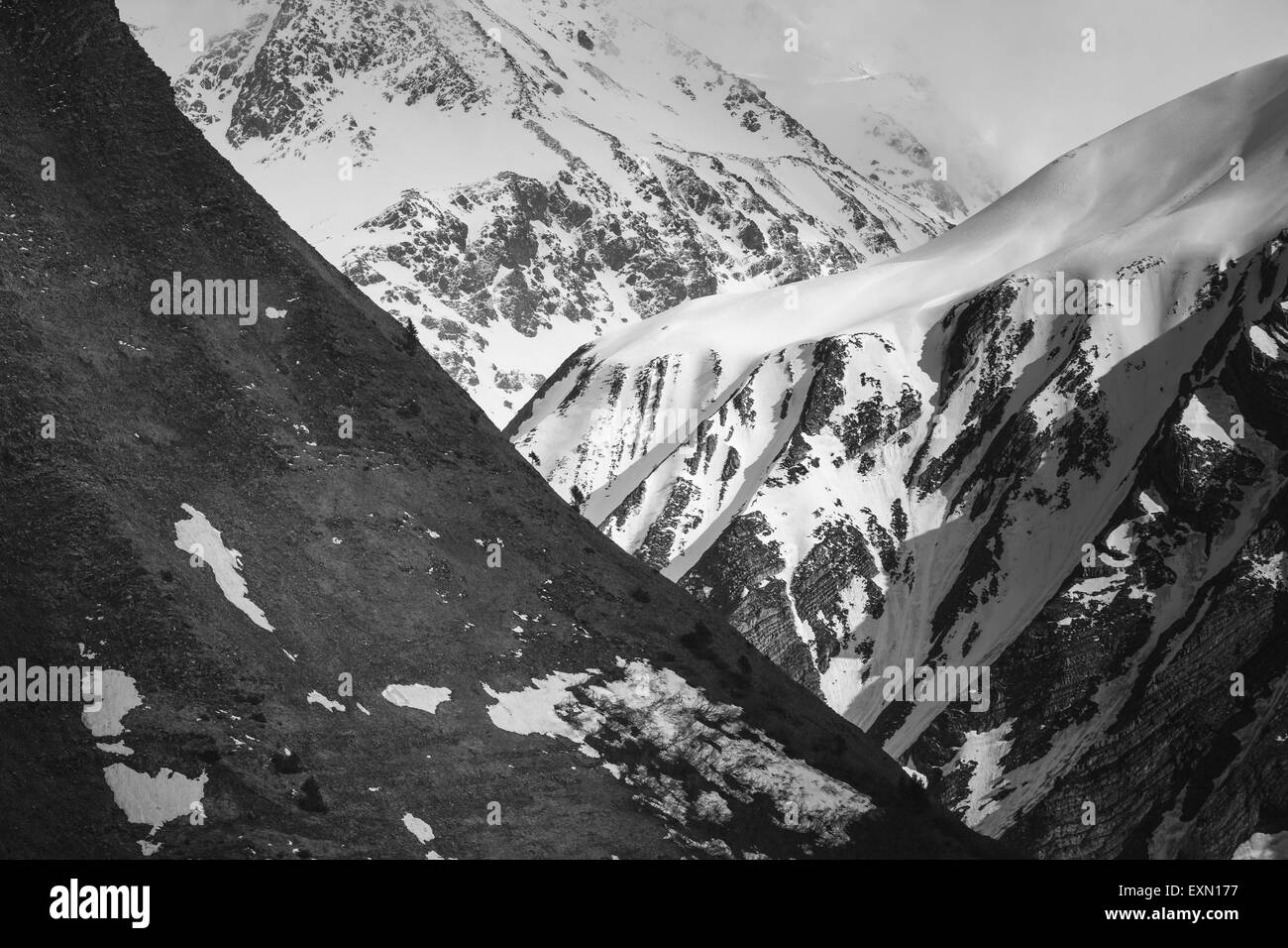 Schneebedeckte, Rocky Mountains, Französische Alpen. Stockfoto