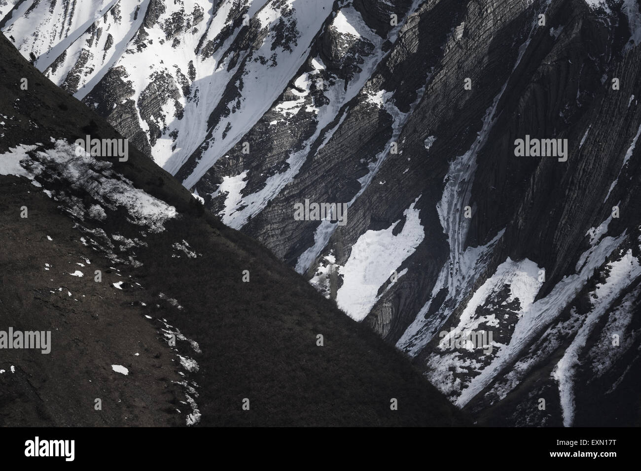 Schneebedeckte, Rocky Mountains, Französische Alpen. Stockfoto