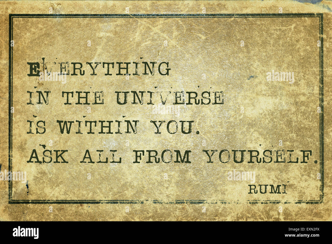 Alles Im Universum Ist In Dir Alte Persische Dichter Und Philosoph Rumi Zitat Auf Grunge Vintage Alles Im Universum Ist In Dir Alte Persische Dichter Und Philosoph Rumi Zitat Auf Grunge Vintage