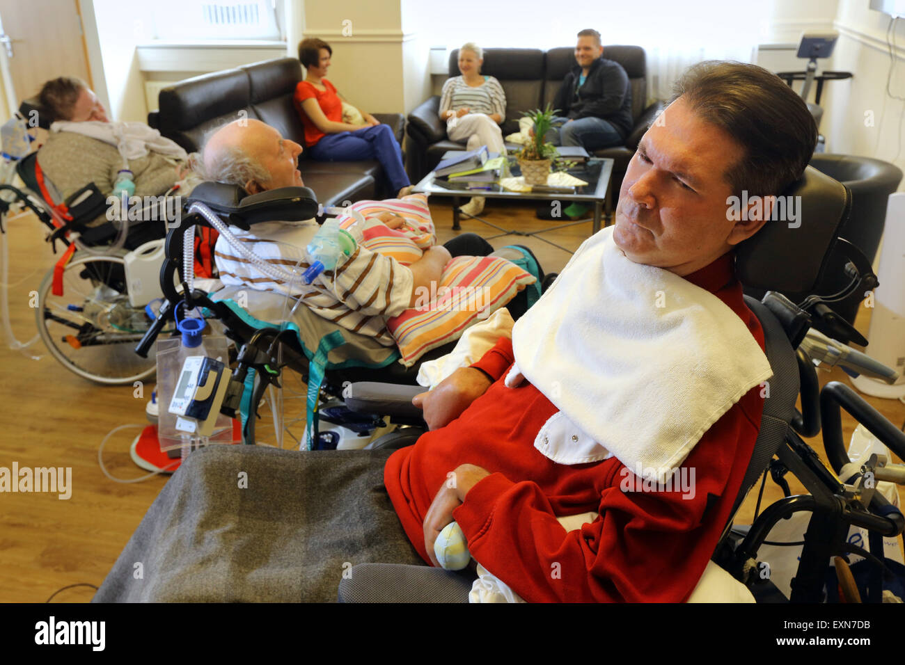 Patienten in eine künstliche Beatmung-Einheit in einem Pflegeheim in Essen/Deutschland Stockfoto