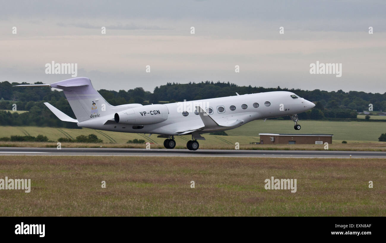 TAG Aviation Gulfstream Aerospace G550 VP-CGN Abflug London-Luton Flughafen LHR Stockfoto