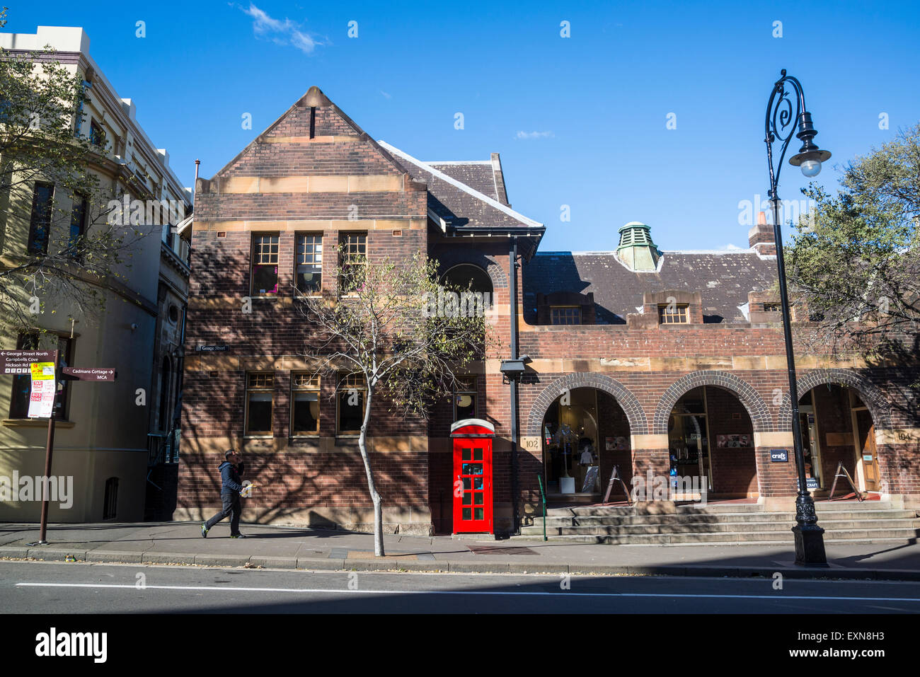 Rote Telefonzelle, The Rocks, Sydney, Australien Stockfoto