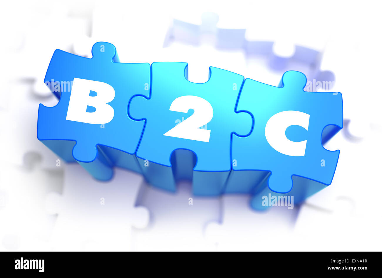 B2C - weiß Wort auf blauen Rätsel. Stockfoto