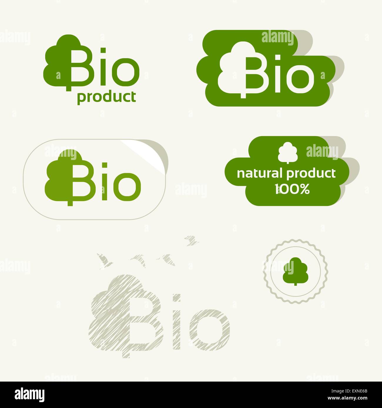 Bio-Logo, Umweltzeichen, Naturprodukt Zeichen, Bio-Icon-set Stock Vektor