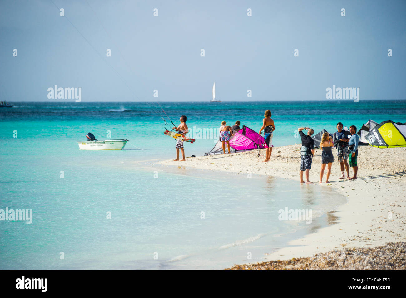 Kitesurfen in Aruba Stockfoto