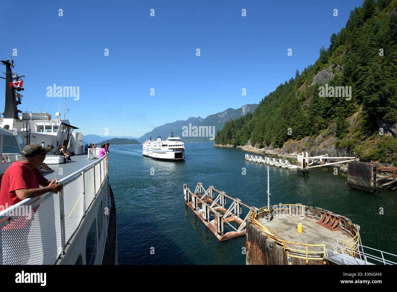 V. Chr. Fähre "Queen of Surrey" Andocken am Horseshoe Bay, Vancouver, Britisch-Kolumbien, Kanada Stockfoto