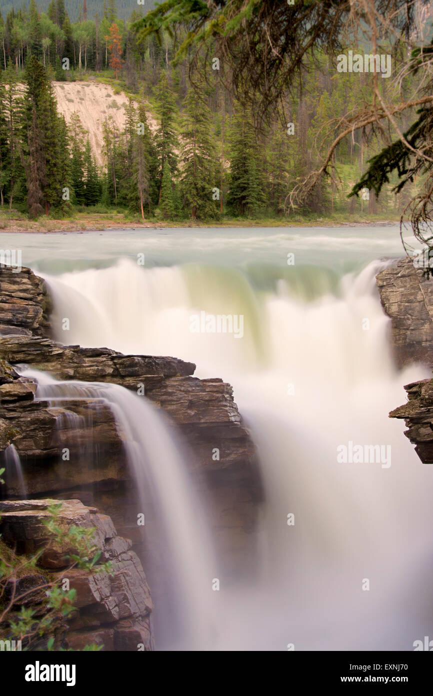 Wasserfälle Maligne Lake, Alberta, Kanada Stockfoto