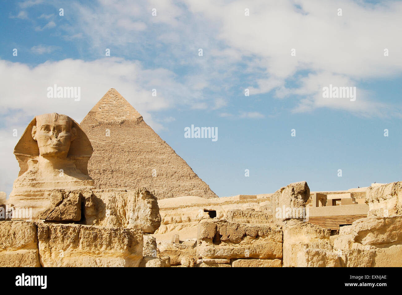 Sphinx & Khafre Pyramide - Ägypten Stockfoto