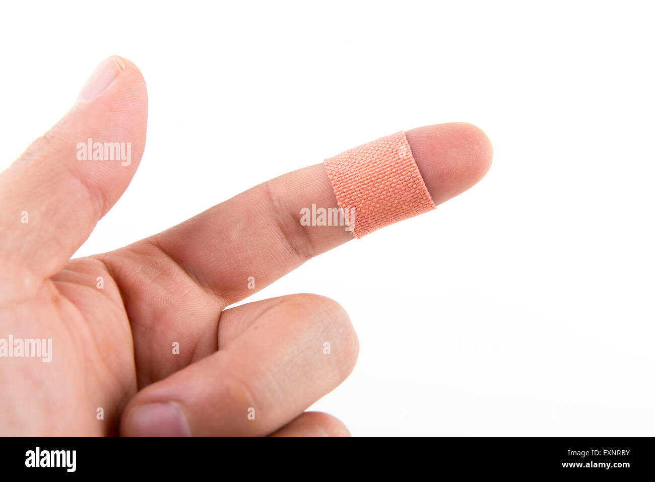 Pflaster am Finger Verletzungen Stockfoto