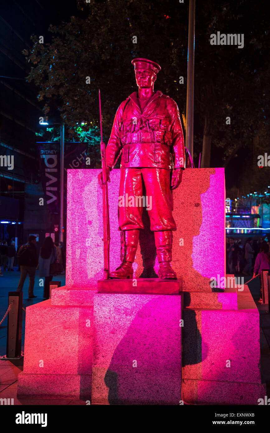 Lebendige Festival, Licht-Installationen und Projektionen, Kenotaph, Marin Platz, Sydney, Australien Stockfoto