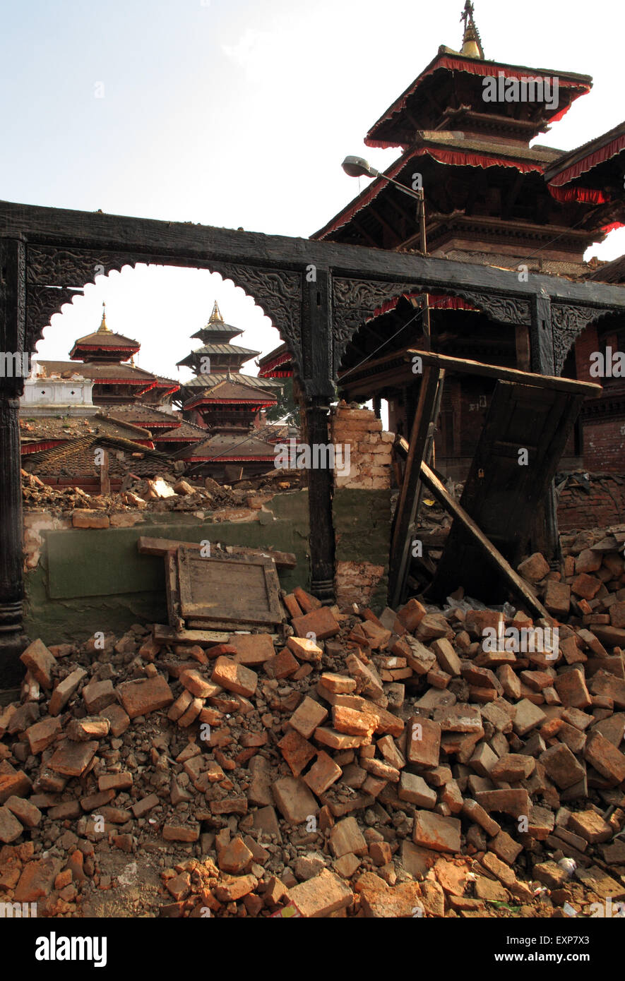 Die Zerstörung am Durbar Square, Kathmandu ein paar Tage nach dem Erdbeben von 25. April 2016. Stockfoto