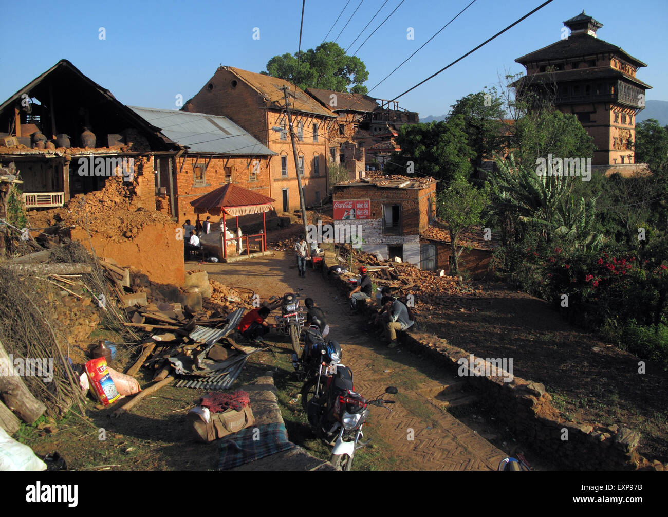 Schäden Sie an das Schlossareal, nach dem Erdbeben von 2015 in Bagmati, Nuwakot Bezirk von Zentral-Nepal (75 km von Kathmandu) Stockfoto