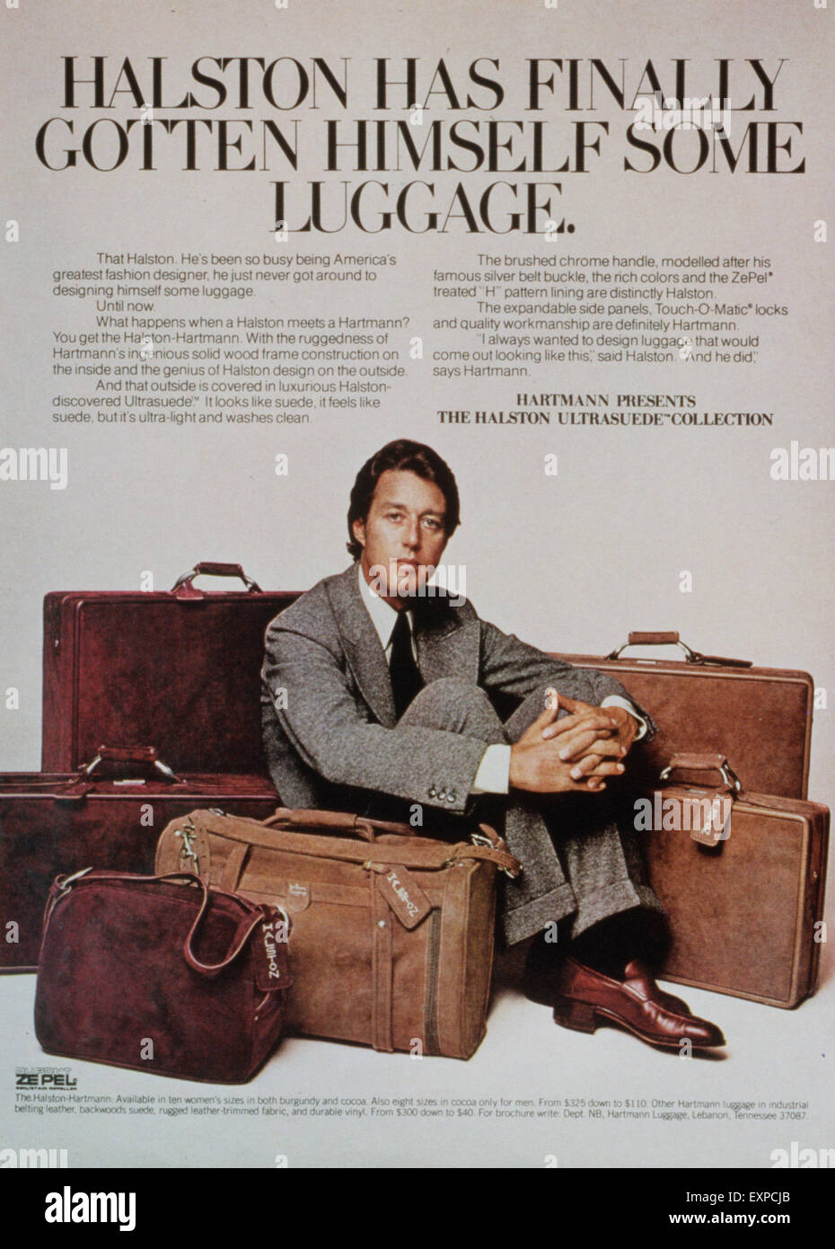 1970er Jahren USA Halston Magazin Anzeige Stockfoto