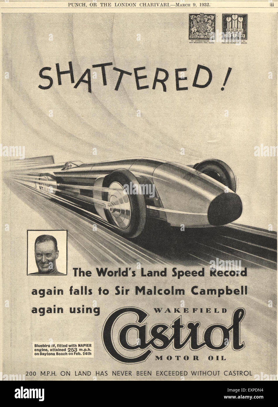 1930er Jahre UK Castrol Magazin Anzeige Stockfoto
