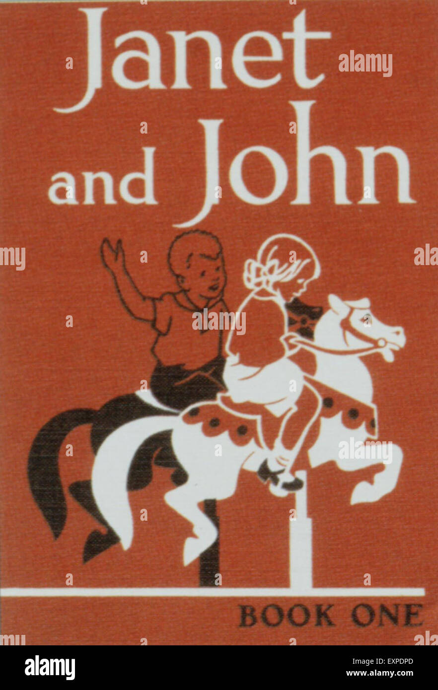 1950er Jahre UK Janet und John-Bücher-Buch-Cover Stockfoto