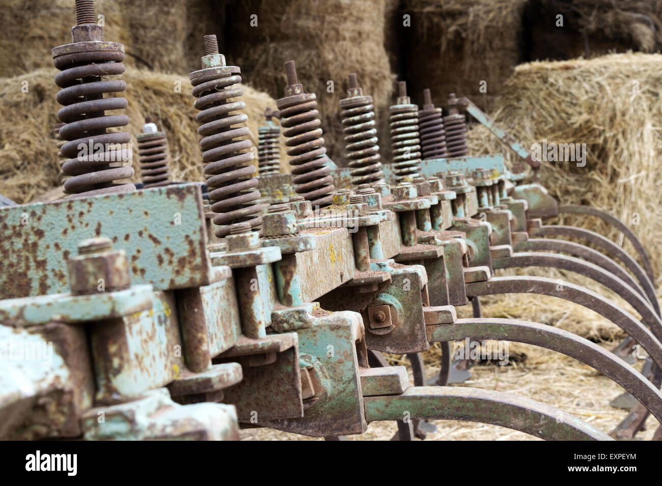 Getriebe von einem alten Landmaschinen für Tha Ernte des Heus Stockfoto